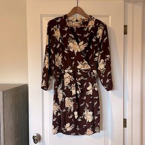 Aritzia Wilfred Dress, Brown & Floral Pattern